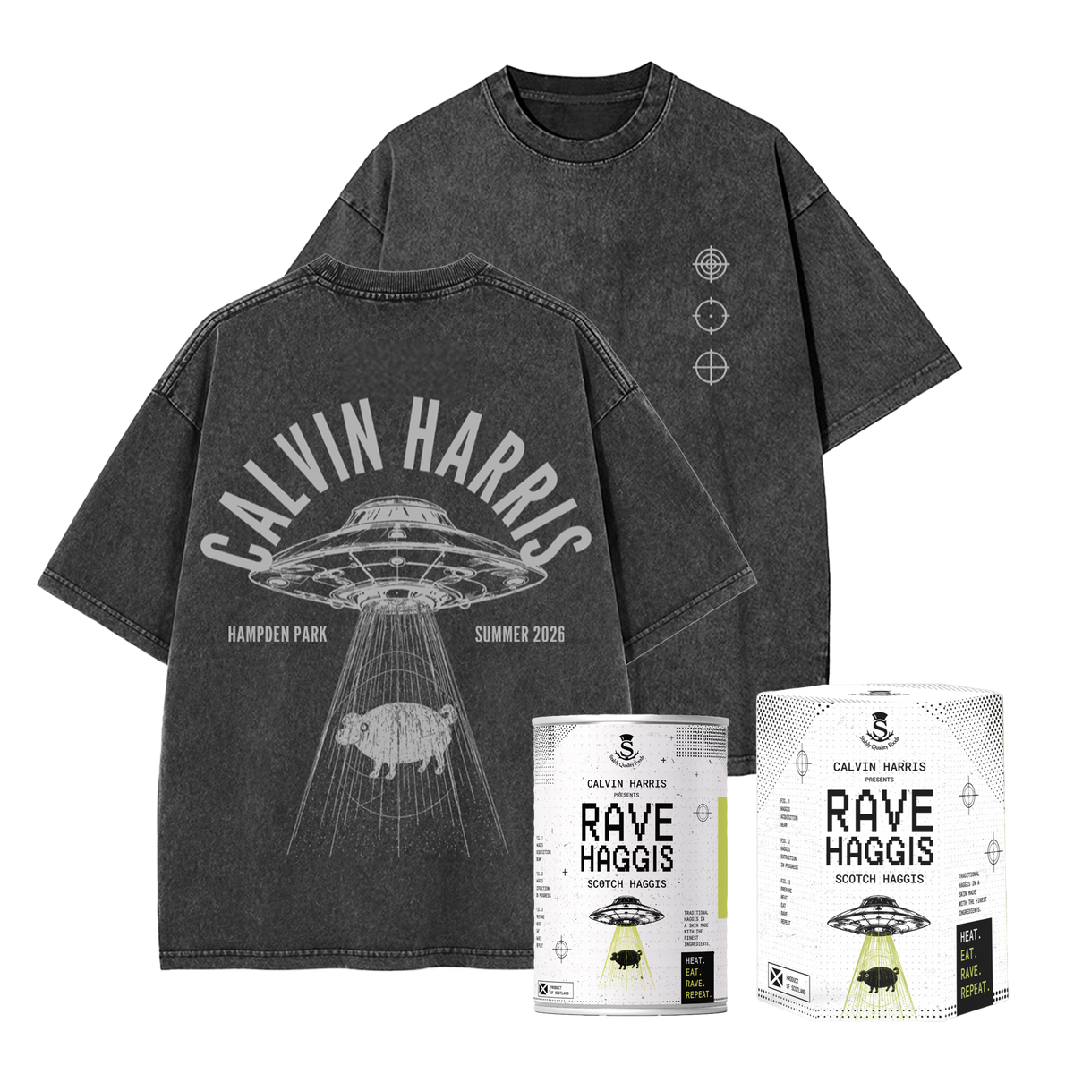 Rave Haggis + Stone Wash Black UFO T-Shirt