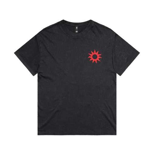 Belfast Vital Stone Wash Black Sun Flame T-Shirt